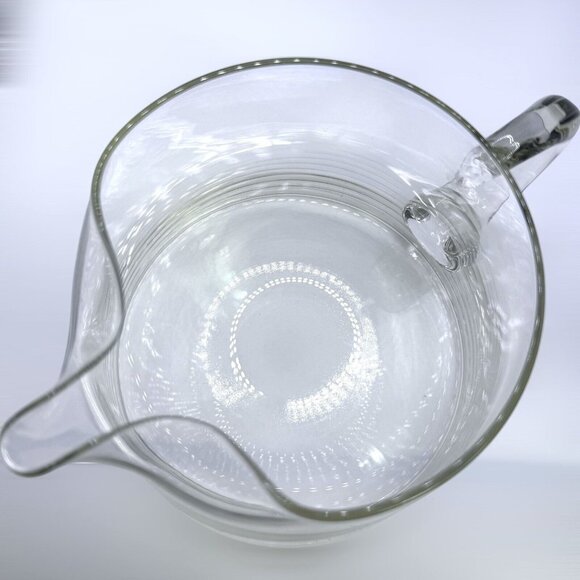 Hand Blown Clear Glass 6 Cup Pitcher with Ice Lip - Picture 6 of 7